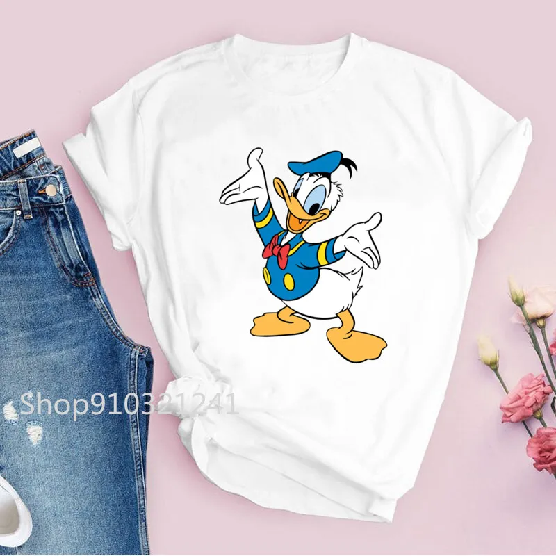 Donald Duck T-shirt Girl Cute Cartoon Tees Harajuku Casual Tops Short Sleeve Summer Female T Shirt Funny Ladies clothing 6