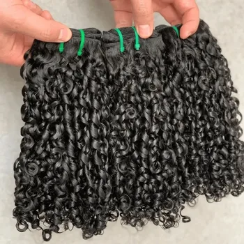 Mongolian Pixie Curly Human Hair Bundles Raw Vietnamese  Unprocessed Burmese Hair Bundles Double Drawn Hair Weave Extensions 1