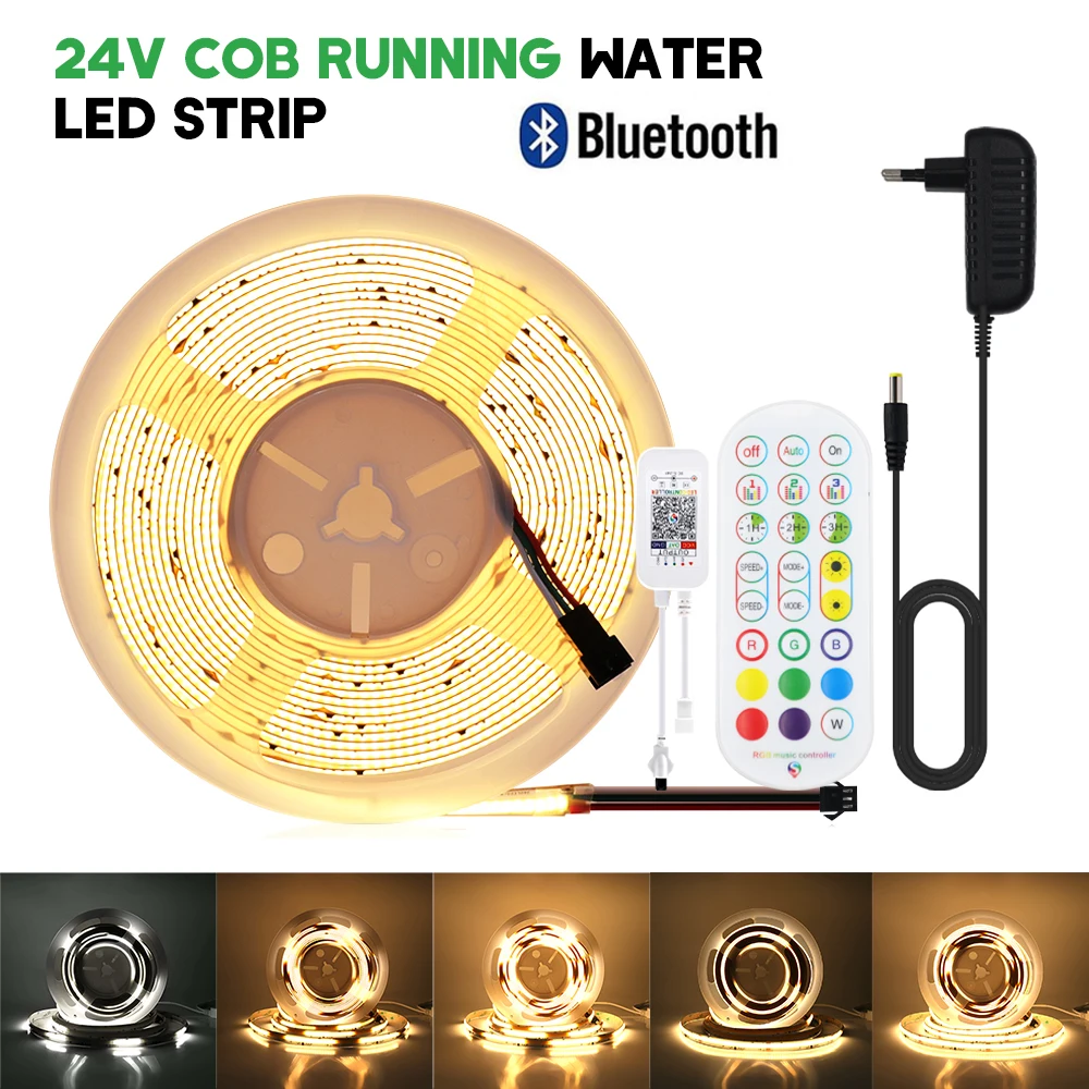 

Running Water COB LED Strip DC 24V Bluetooth APP Control 360LEDs/M TV BackLight Room Decoration Led Tape Diode Flexible Ribbon