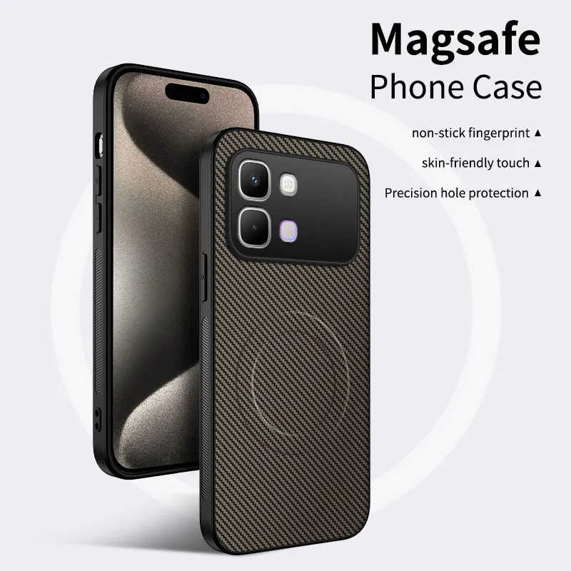 Premium Soft Silicone Carbon Fiber Magnetic Protective Back Cover Case