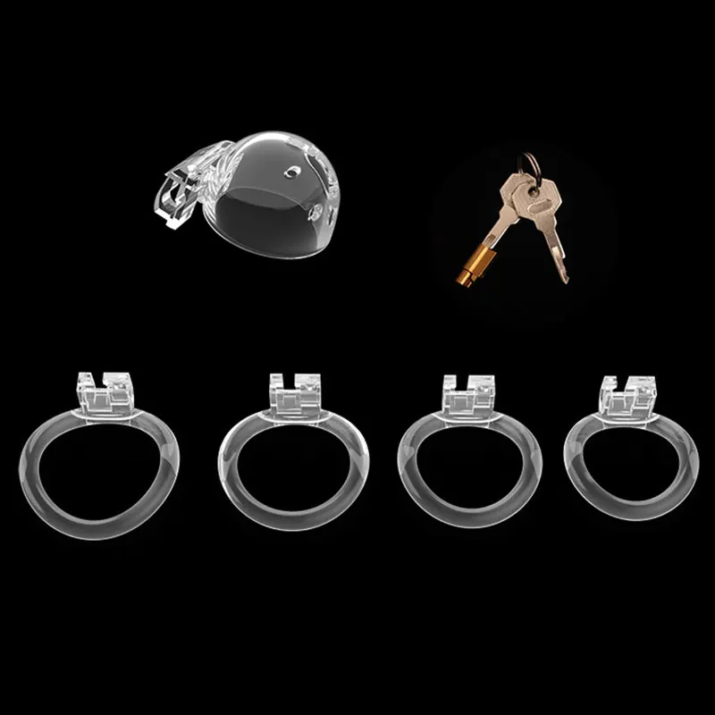 Pink Mini Chastity Cage for Sissy Holytrainer Cock Cage with 5 Size Penis Rings Set Bondage Slave Abstinence Sex Toys for Male