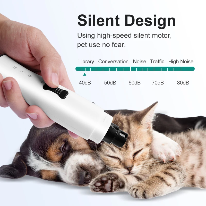 Painless Pet Nail Clippers Rechargeable Paw Nail Trimmer Cutter Electric Grinder for Dogs Grooming Trimmer Cat Claws Cutter