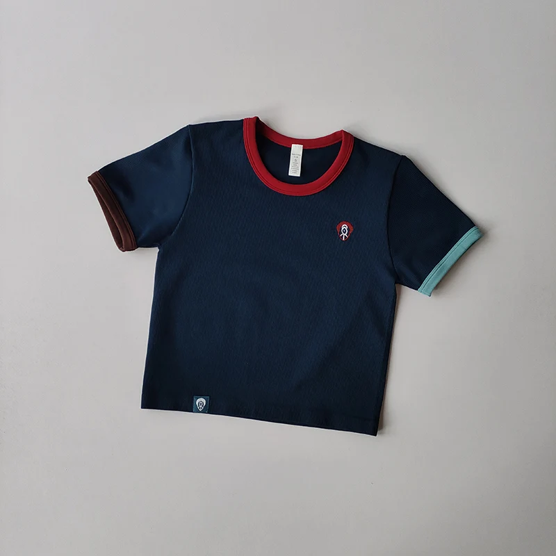 thumbnail image 1 of Nueva camiseta para mujer, Camiseta deportiva corta para correr, entrenamiento, cuello en U, bordado en contraste, camisetas deportivas ajustadas, ropa, traje, 1 of 6