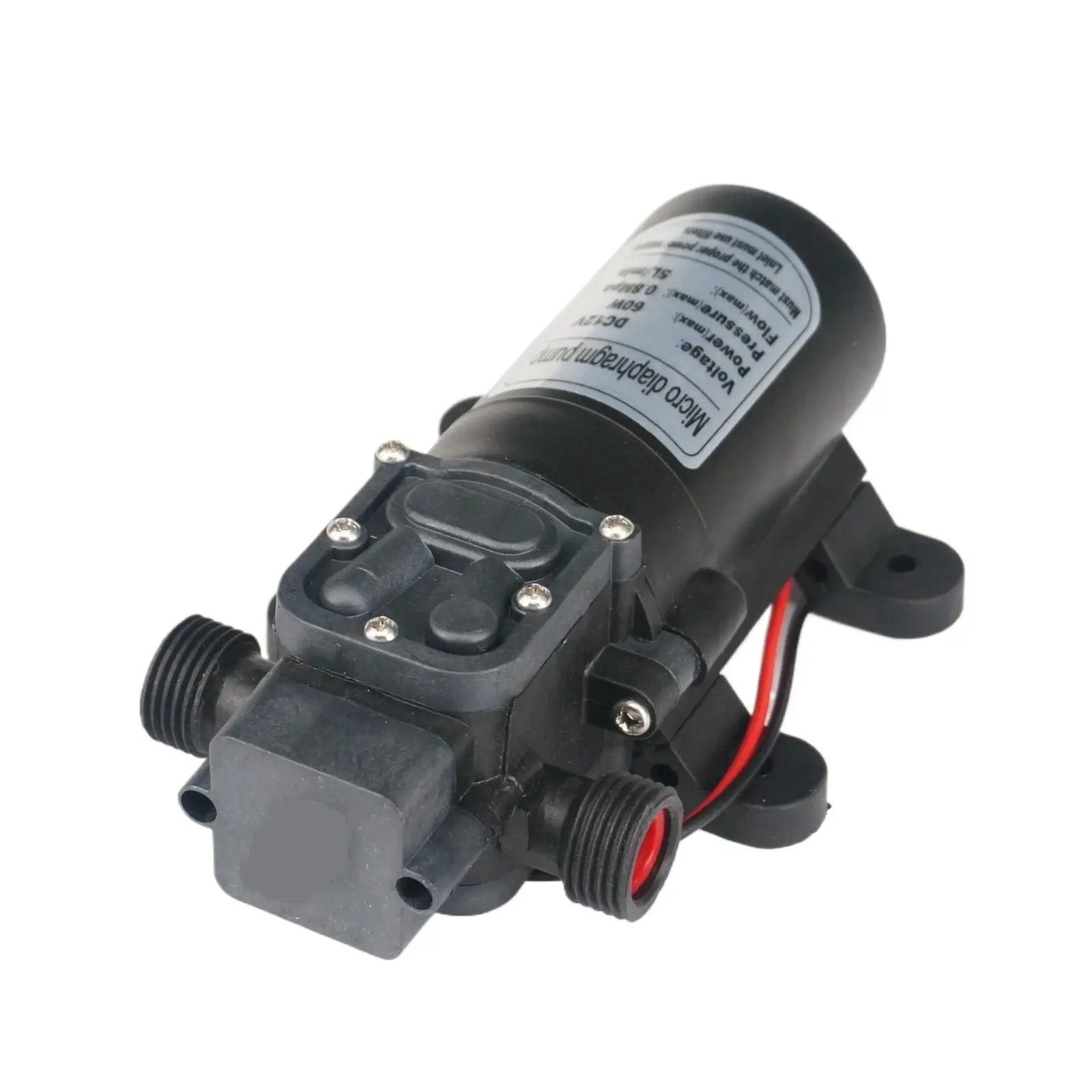 1/2 BSP 남성 DC 12V/24V 60W 전기 격막 펌프 가정 정원 차 세탁기 300L/h를위한 각자 프라이밍 승압기 역류 통제