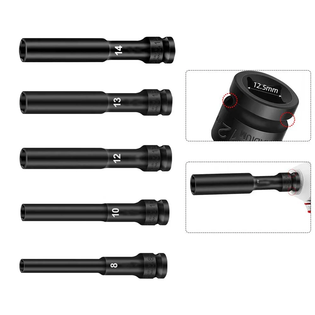 

5PC Hexagon Bit Socket Screwdriver Wrench Set Hex Head Wrench Socket Adapter For Impact Wrench Tool Chrome Vanadium Steel