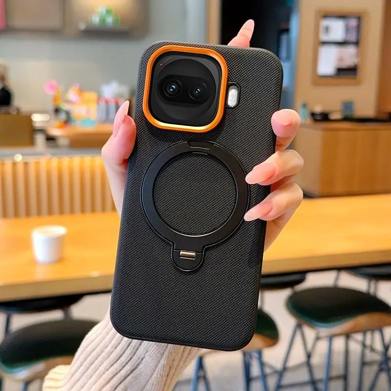 Luxury Magnetic Stand Leather Cover with Lens Protection & Anti-Slip Design, Shockproof Case