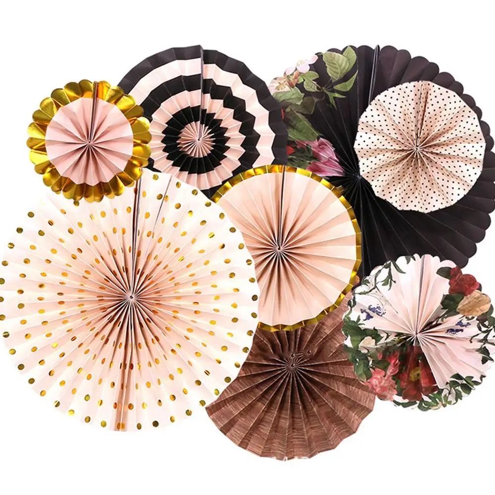 Weihnachts fest Hochzeits szene hängen Ornamente 6 teile/satz Papier Fan Blumen Hochzeit Baby Geburtstags feier Dekor Dekorationen – Detail 5