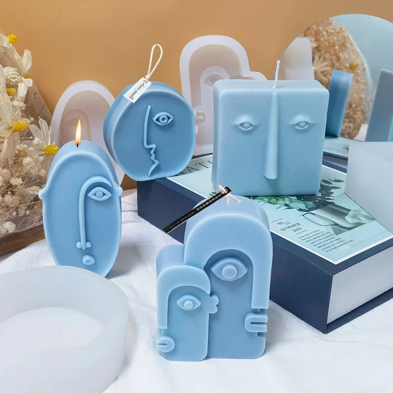 

Abstract Human Face Candle Mold 3D Silicone Portrait Sculpture Mould DIY Scented Candle Mold Handmade Soap Making Supplies