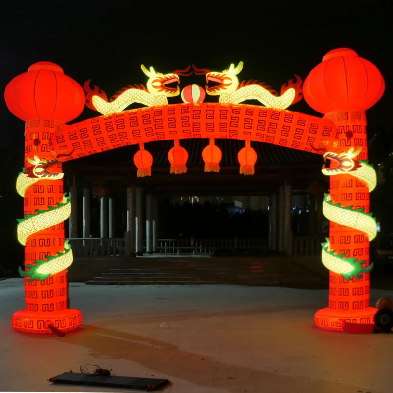 

Inflatable Double Dragon Panlong Square Arch Wedding Opening Celebration Luminous Inflatable Light Chinese New Year