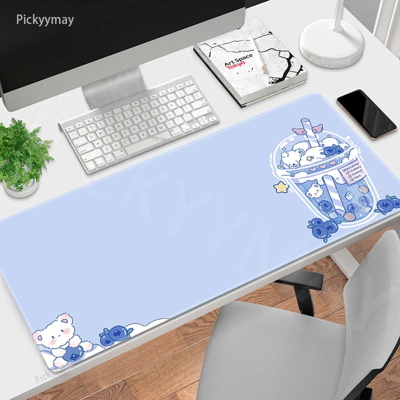 Cute Anime Mouse Pad Mause Mats Matcha Green Office Desk Mat Computer Deskmat Pink Mousepad Kawaii Deskpad Table Rug Xxl