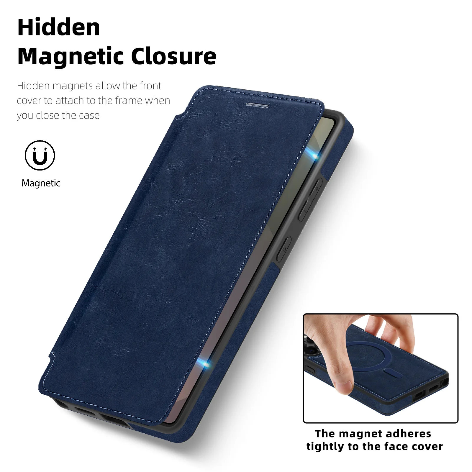 Elegant Business Leather Flip Case with Magnetic Magsafe and Built-in Card Slot
