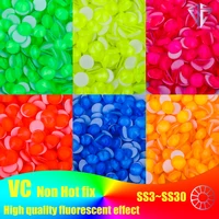 All Color Size Glass Noctilucent Neon Rhinestones Cтразы Flatback Non Hot Fix Rhinestone Fluorescence Stone Nail Art Decorations