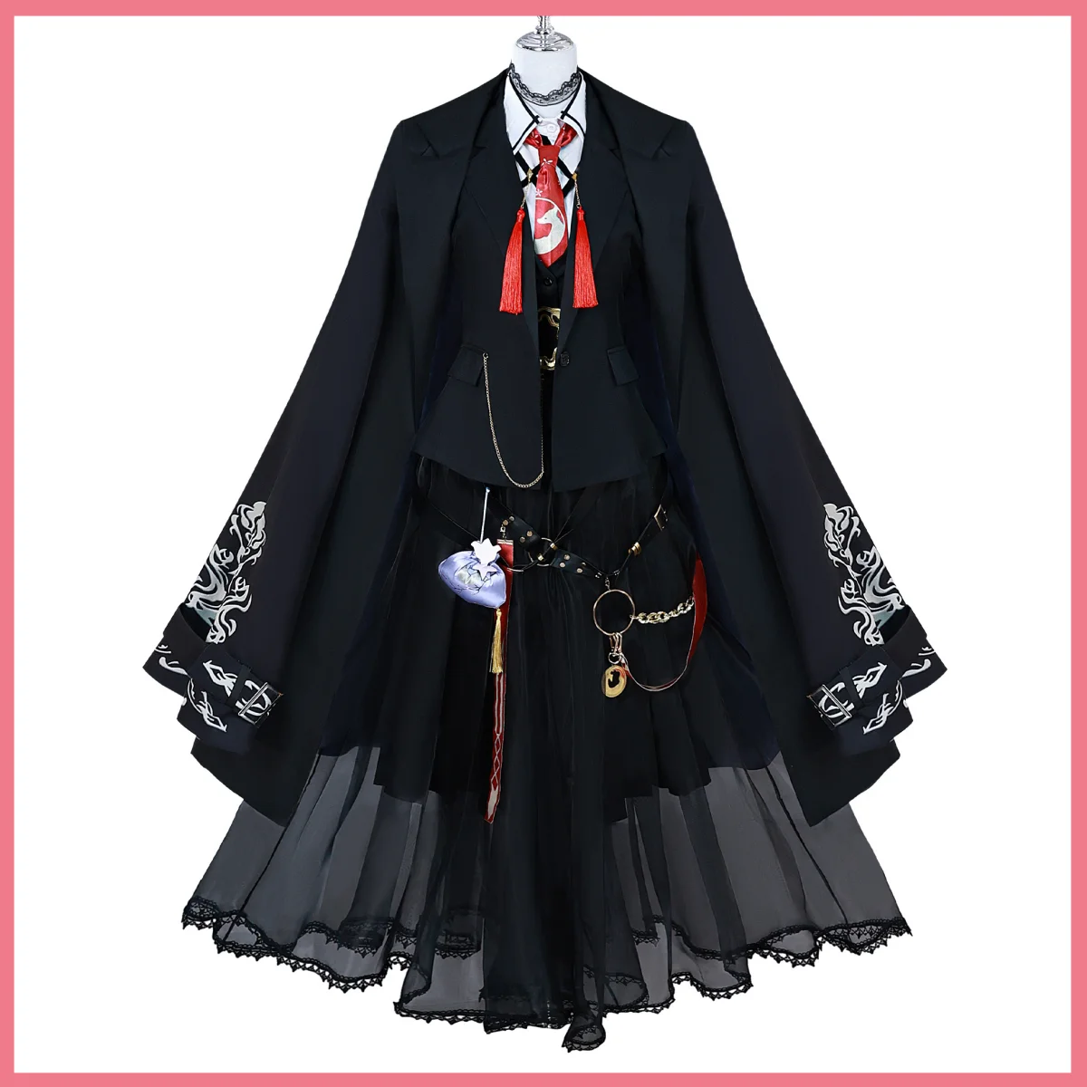 Fantasy Black Cloak Skirt Coat Cosplay Costume