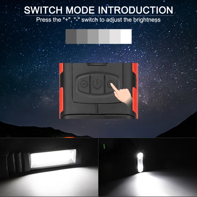 COB LED 작업 빛, USB 충전식 LED 손전등, 다양한 상황에서 사용