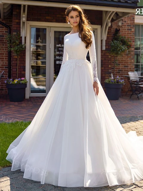 Chic Couture Long Sleeve A-Line Wedding Dress