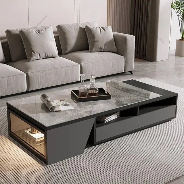 Tables basses en verre de marbre moderne Simple Salon Center Tables basses thé Poker Salon meubles de maison Stolik Kawowy FYCT 1