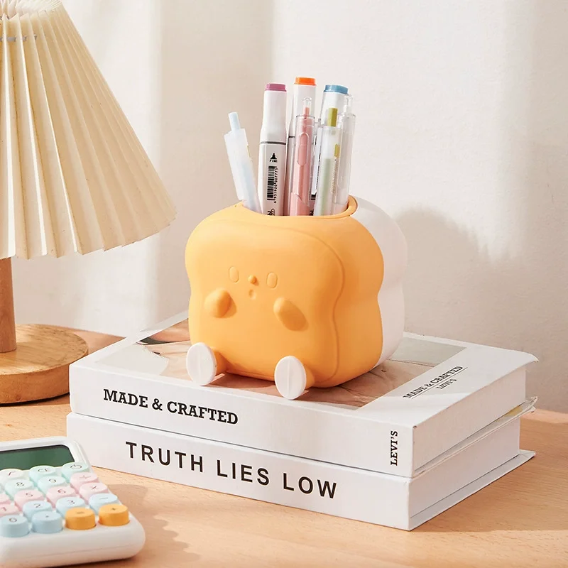 Mini Toast Pen Holder Multifunctional Storage Rack Toothbrush Holder Desktop Rack Table Home Decoration Student Gift 5