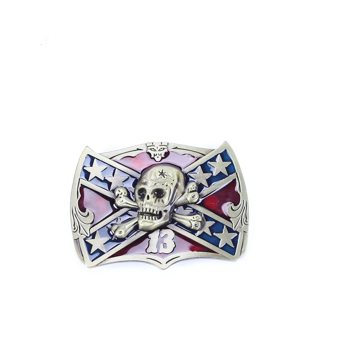 

Blue Cross Skeleton Cross Bone 13 3.9cm inner diameter belt buckle, round hole buckle, belt buckle accessory, retro style