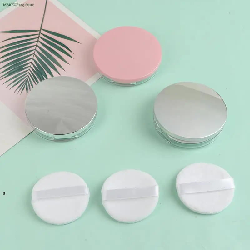 

3g Ultra-thin Empty Loose Powder Box Pot Makeup Jar Sifter Container Puff Mirror Empty Loose Powder Pot with Puff Mirror 1pc