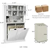 Tall Tilt-Out Double Doors Laundry Cabinet Hamper, Large Pull Out Laundry Room Storage Cabinets, Bathroom Cabinet 2