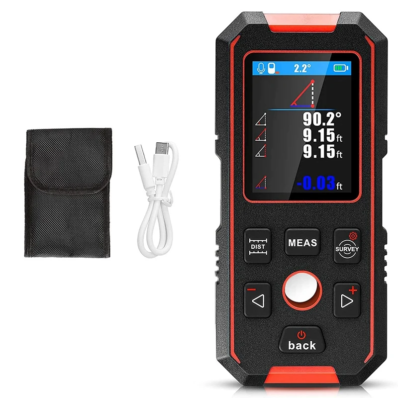 Measure Distance 60M/196Ft + Stud Finder Wall Scanner W/ LCD Display