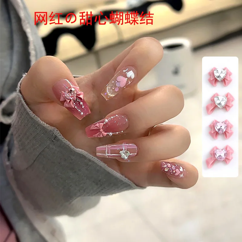 

10pcs/Net celebrity nail art, resin bow crystal, love diamond, finished three-dimensional sweetheart, bow tie, nail diamond