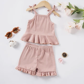 Kids Clothing Sets New Baby Girl Camisole Top + Lace Shorts 2PCS Summer Casual Children Clothes Suits 2