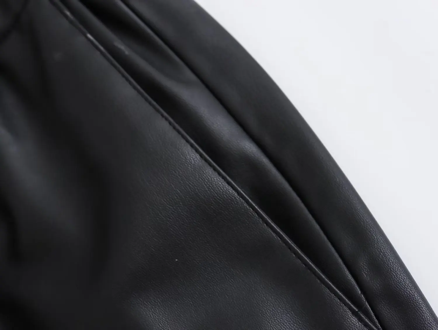 Withered Autumn and Winter Casual Pants High Waist Drawstring British New Women's Fashion Ladies Plush Leather Pants Women