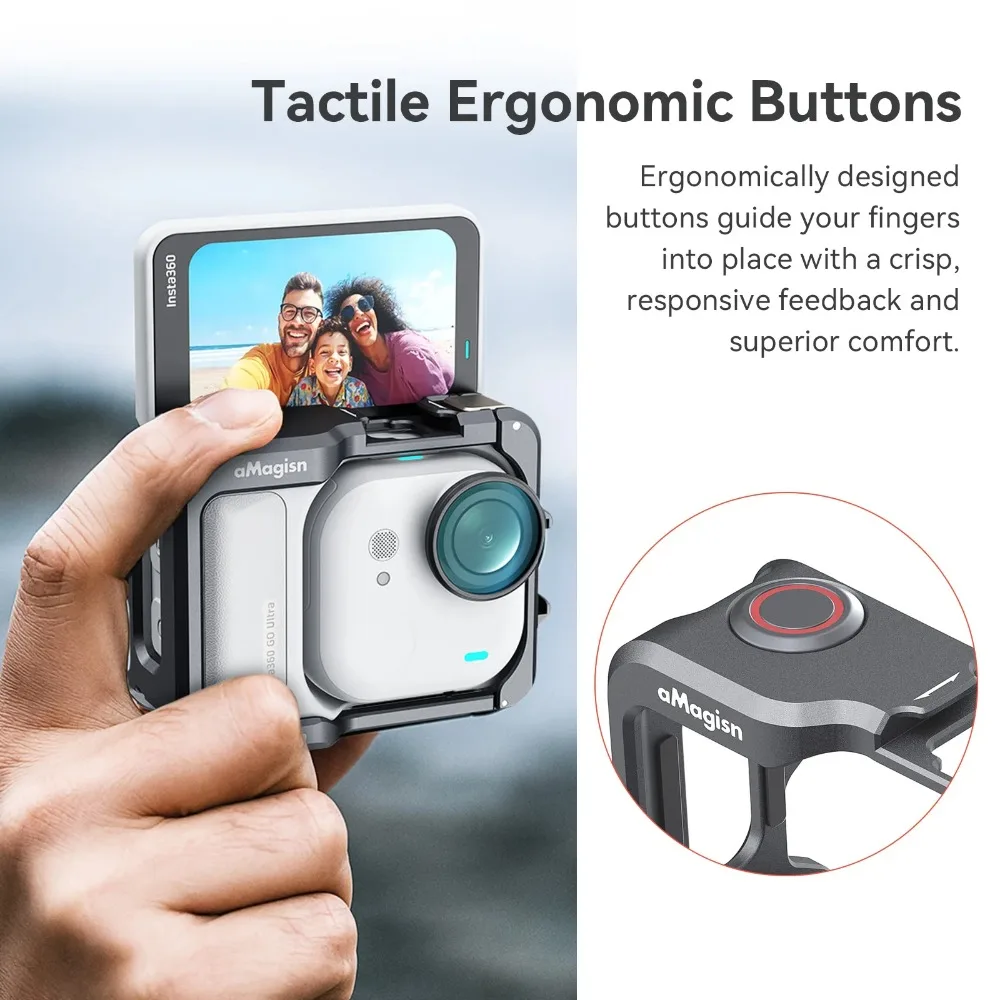 Insta360 Go Ultra용 aMagisn 메탈 카메라 케이지, Go Ultra 액세서리용 콜드 슈 인터페이스가 있는 수평 및 수직 프레임