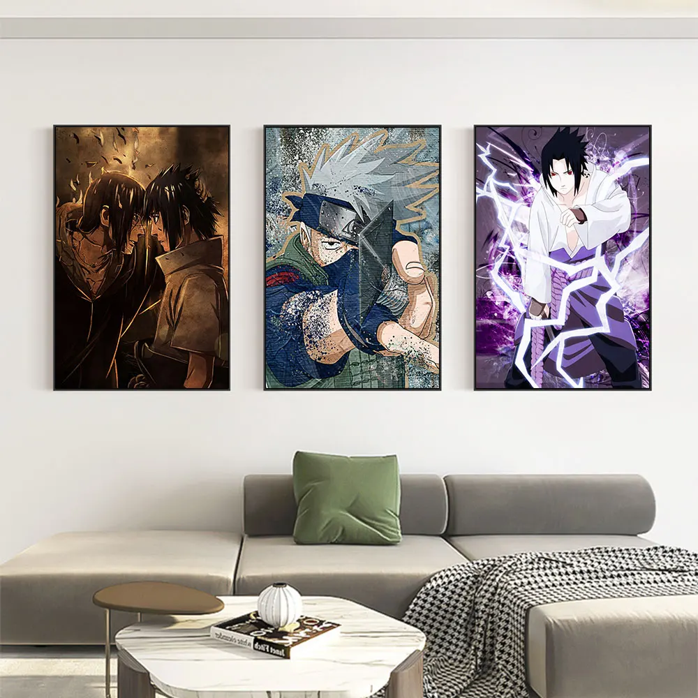 

Naruto Poster Anime Peripheral Itachi Kakashi Canvas Painting Wall Art Mural Prints for Teen-age Youths Room Birthday Decor Gift