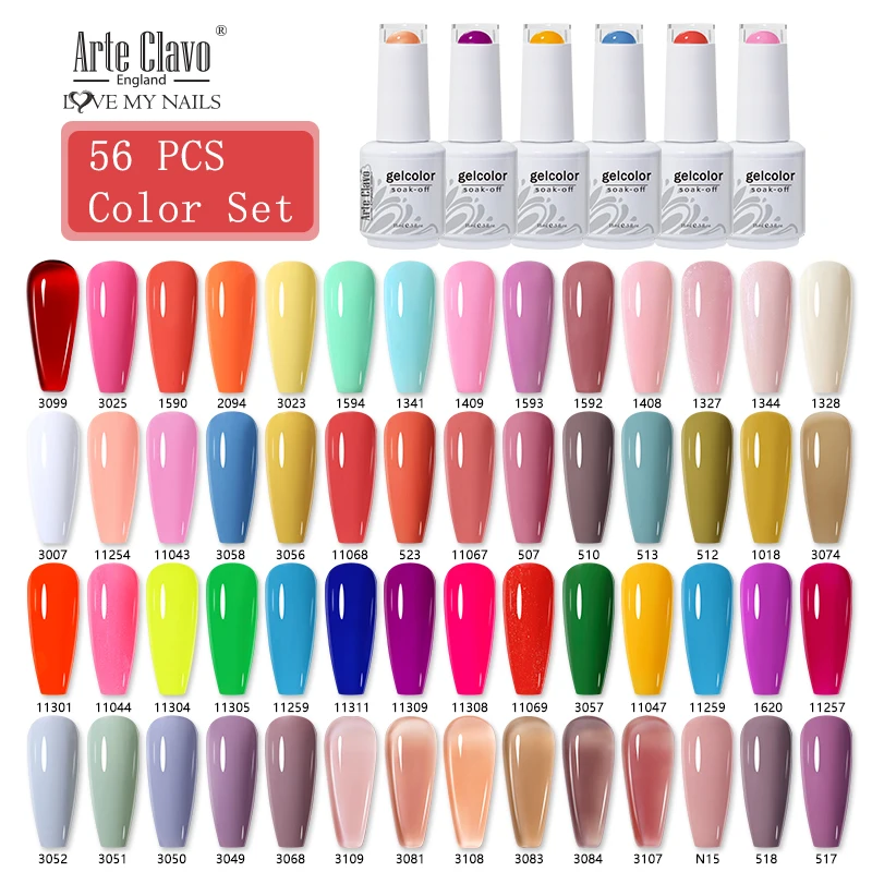 

Arte Clavo 15ml 56pcs/Set UV Gel Polish Hybrid Colors Lakiery Hybrydowe Varnish Gel Lacquer Nail Manicure Gel Nails Art Soak Off