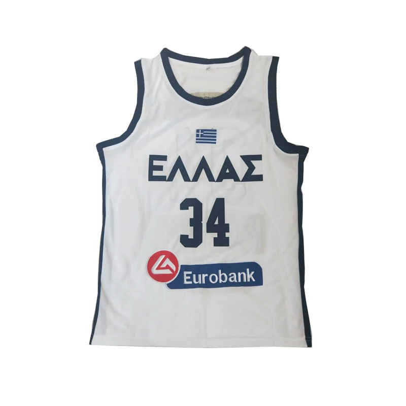 

BG basketball jerseys EUROBANK 34 jersey Embroidery sewing Outdoor sportswear Hip-hop movie jersey bule white 2020 summer big