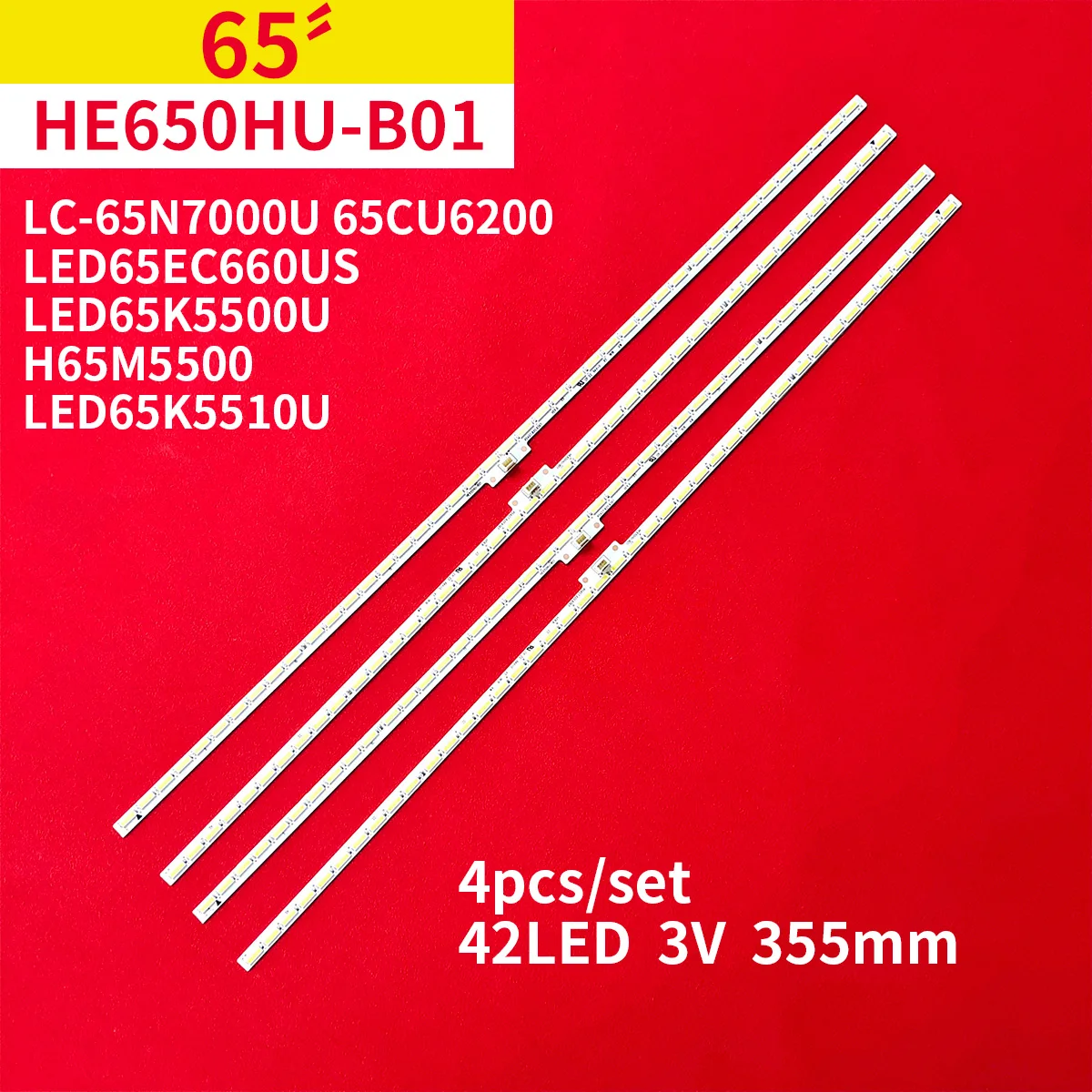 4Pcs/1Set LED Backlight Strip for Hisense HE650HU B51 LC 65N7000U
