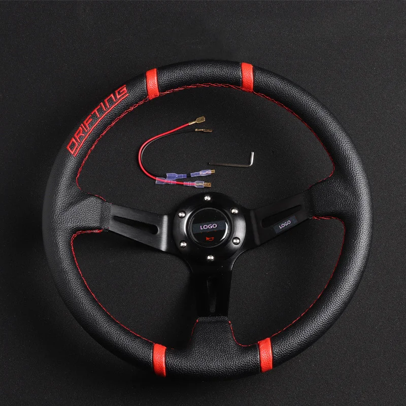 

Монтажное новое универсальное гоночное рулевое колесо 14 дюймов/35 см с апертурой и черной рамкой из ПВХ 70 мм