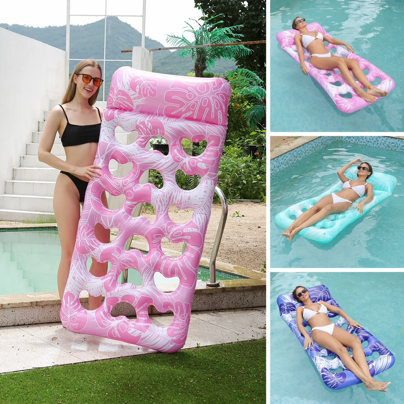 Swimming Foldable Floating Water Hammock Float Lounger Inflatable Pool Love Floating Bed Swimming Air Mattress Pool Accessories 4