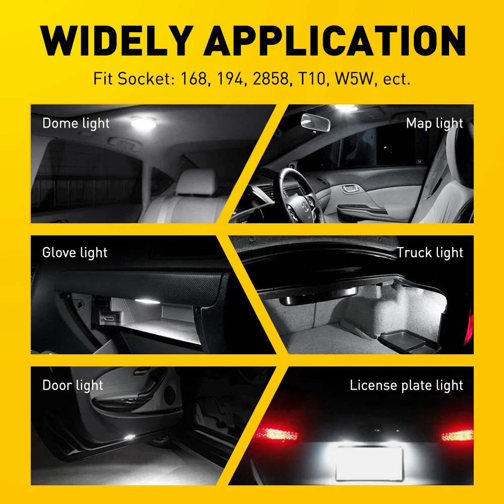 AUXITO 10Pcs W5W T10 W5W 194 501 Led Canbus 오류 없음 자동차 인테리어 조명 T10 번호판 조명 Bmw E46 F10 골프 4 5 Audi