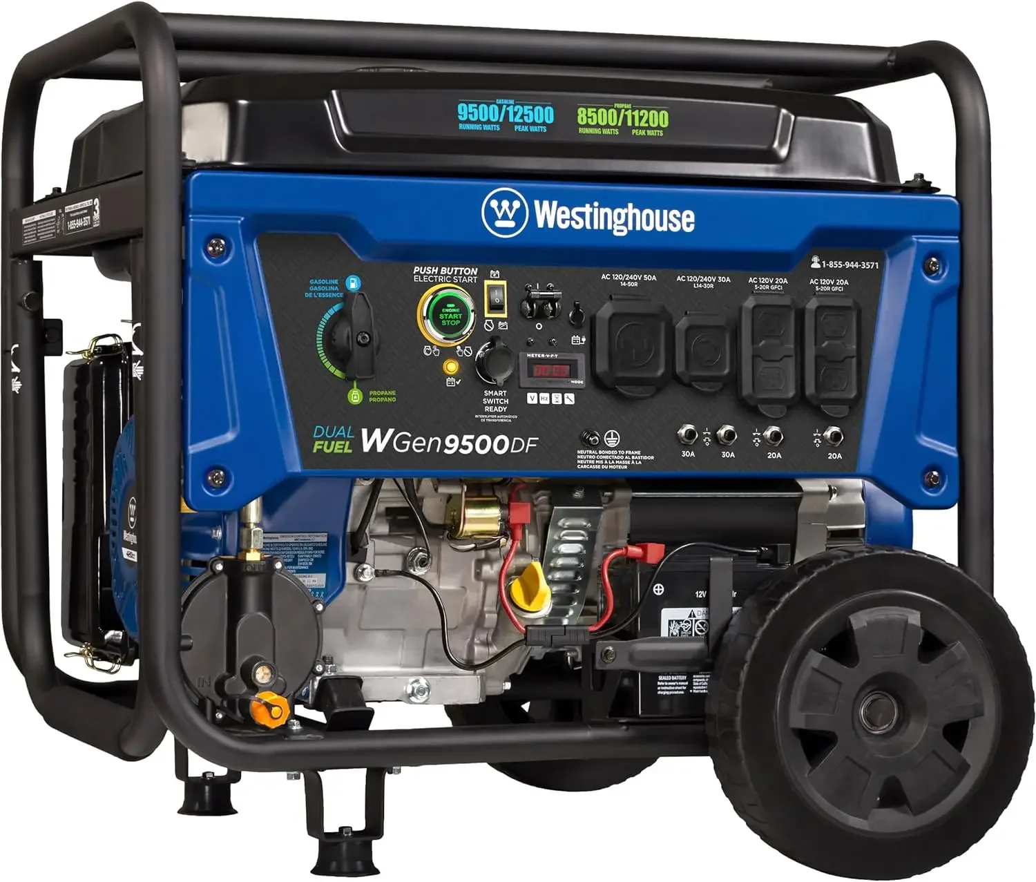 Dual Fuel Home Backup Portable Generator Remote Electric Start Transfer Switch Ready Gas and Propane Powered