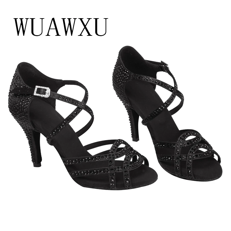 NATASHA2023 New Color Black Latin Dance Shoes Women's High Heels Sexy Performance Shoes Performance Party Dance Shoes 8.5 cm