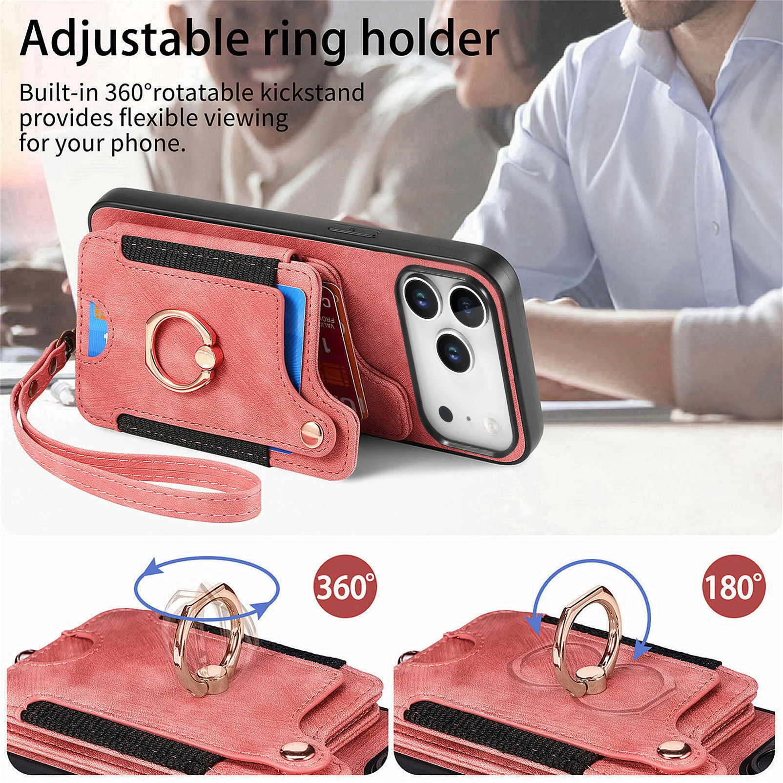 RFID Magnetic Wallet Ring Holder Card Solt Leather Case For iPhone 17 Pro Max 16 15 Plus 14 13 12 11 17Air 16E Bag Stand Cover