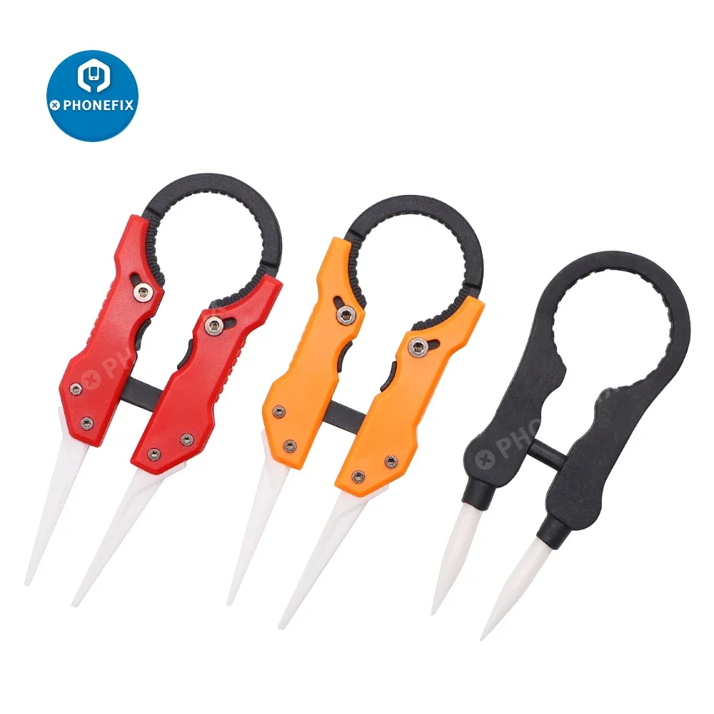 

3pcs/set Anti-static Industrial Ceramic Tweezers High Temperature Heat-Resistant Pointed Tip Tweezers for DIY Repair Hand Tools