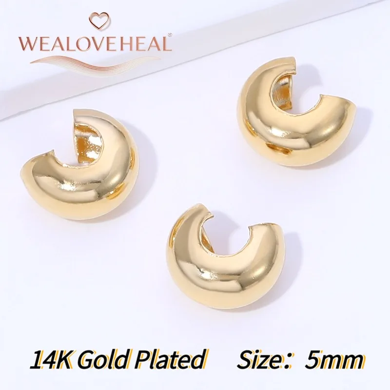 14K vergoldete Messing-Rundklemmperlen, Endperlen, Durchmesser 3, 4, 5 mm, Stopper-Abstandshalterperlen für DIY-Schmuckherstellung. – Detail 23