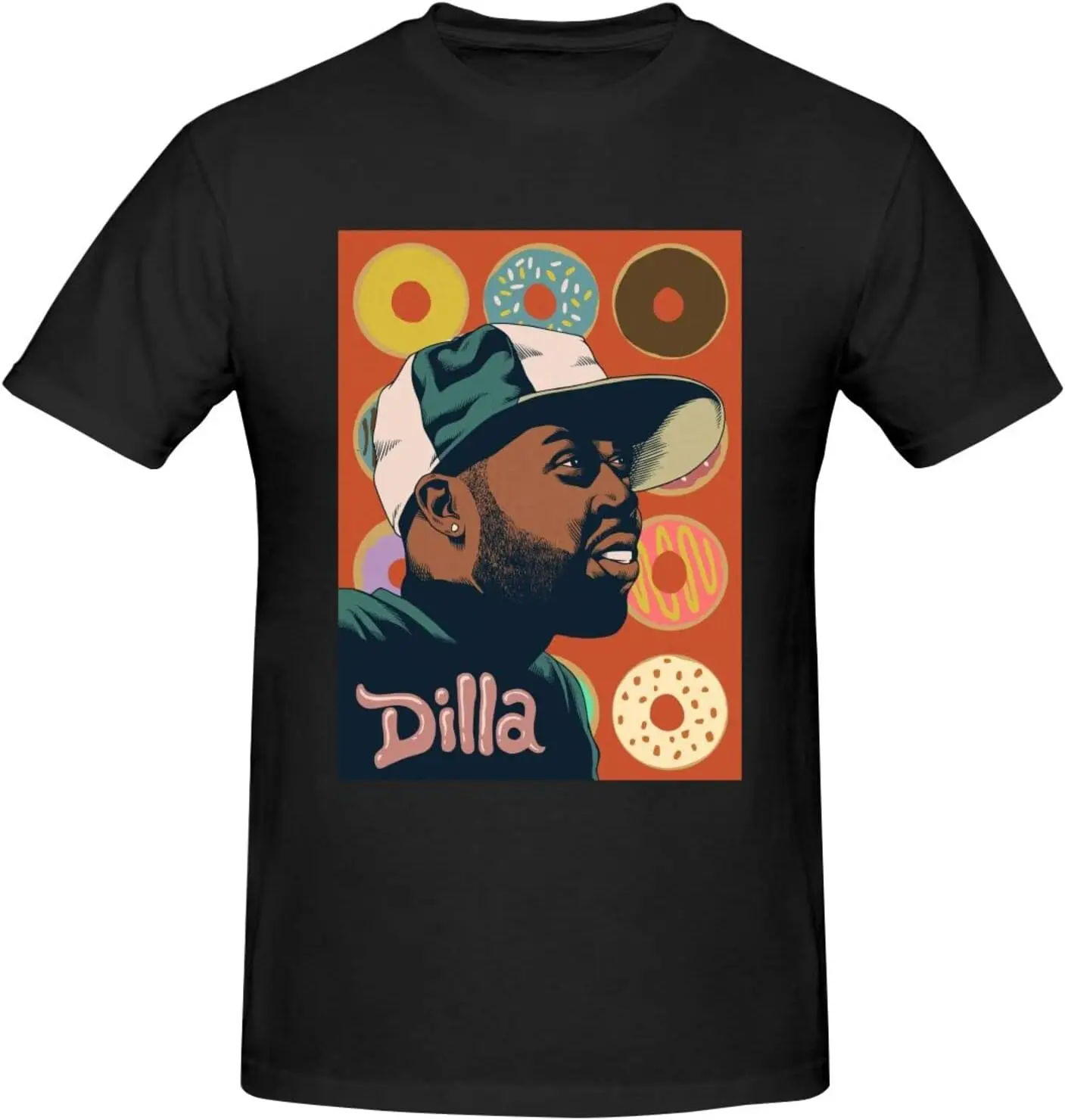 

Футболка J Dilla мужская с графическим принтом, хлопок, короткий рукав, круглый вырез, атлетика, Повседневная рубашка, черный цвет