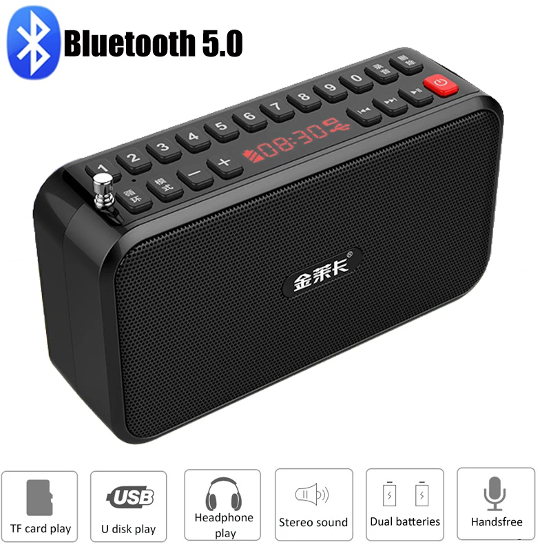 Portable Radio FM Radio Receiver Bluetooth Speaker MP3 Music Player with Microphone Support TF