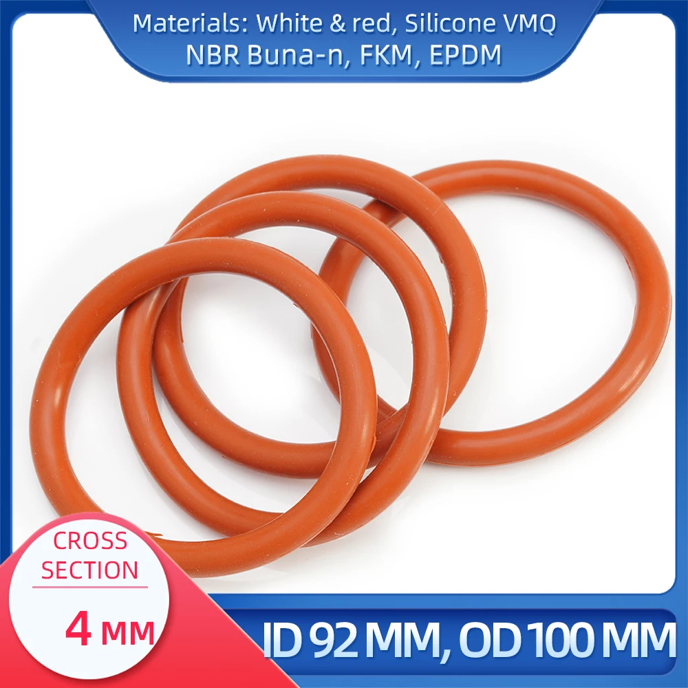 

O Ring CS 4 mm ID 92 mm OD 100 mm Material With Silicone VMQ NBR FKM EPDM ORing Seal Gask