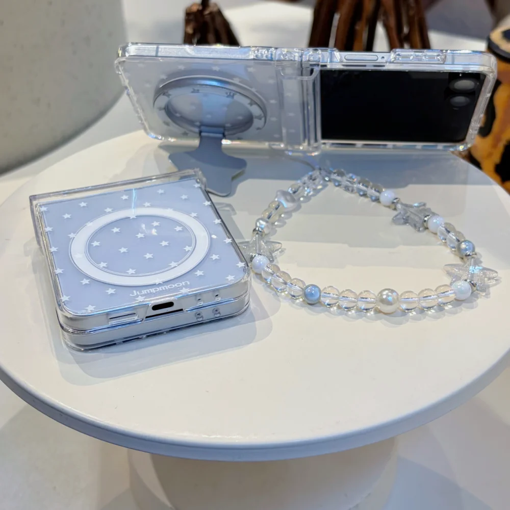 Korean Cute Star Pattern Clear Case with Magsafe Rotate Bracket
