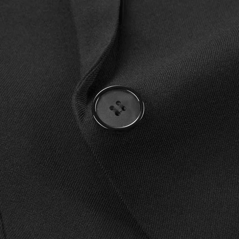 2023 New Black Suit Jacket Female Short Spring Blazers Large Size Slim Mid Length Overcoat Student One Button Outwear Suit