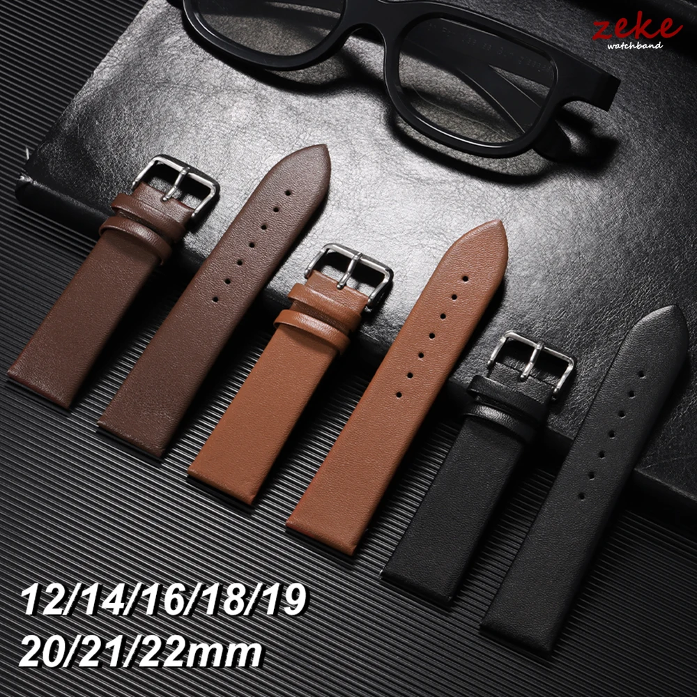 Premium Genuine Leather Ultra-Thin Watch Strap with Pin Buckle