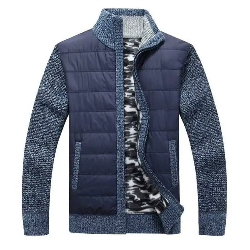 Winter Fleece Carigan Men Sweater Fanshion Patchwork Thick Warm Sweatercoat Men Slim Knitted Sweater Cardigan Men Clothing 2022 5