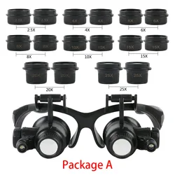 Hands - Free LED Headband Magnifier with Multiple Optical Lenses for Precision Repair and Craftwork (A)