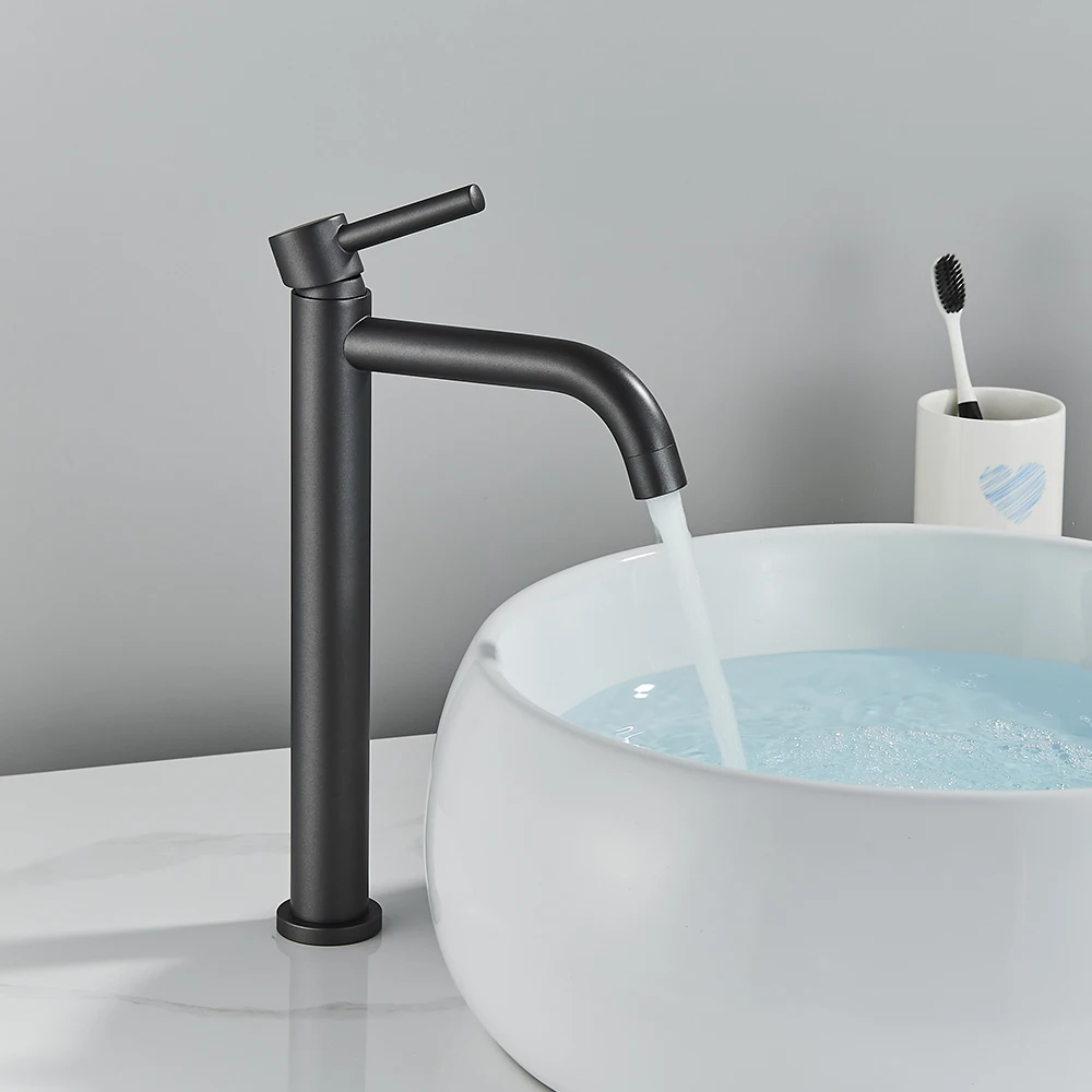 Bathroom Basin Faucet Brass Deck Mounted Hot and Cold Water Mixer Tap Crane For Vessel Sink